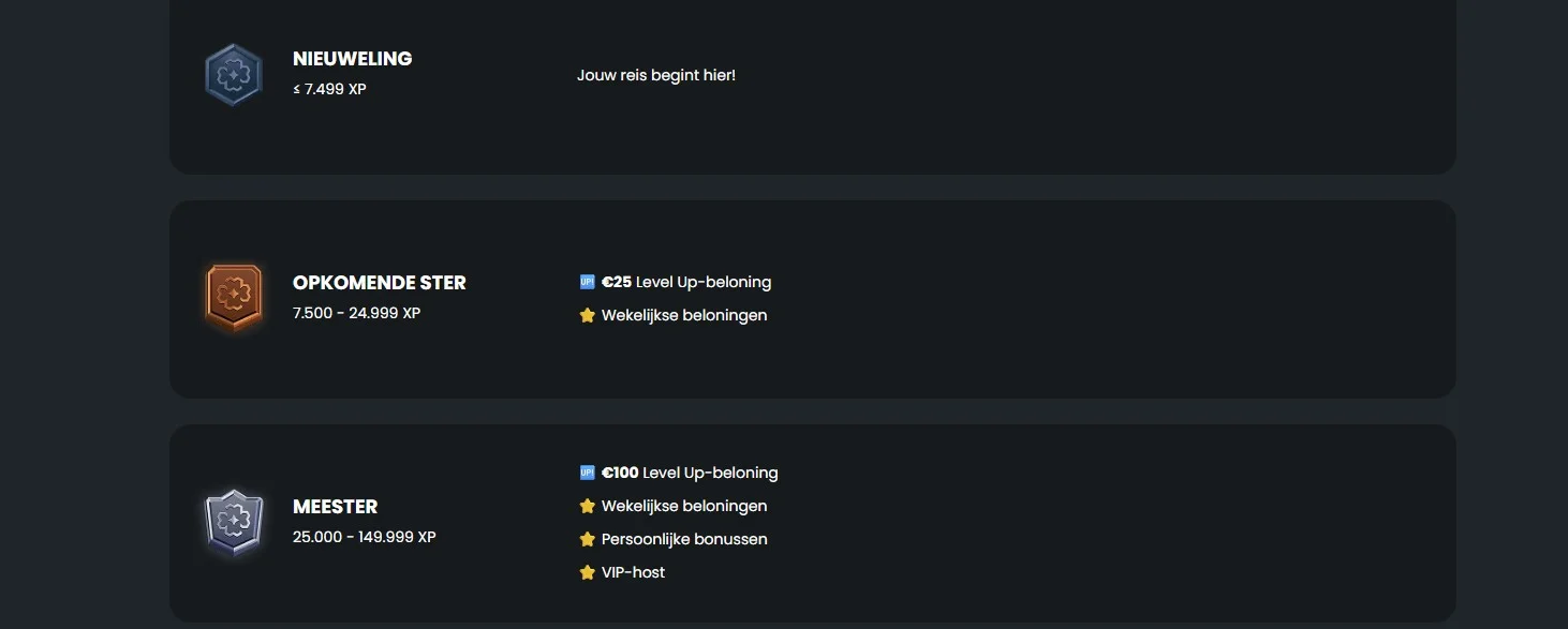 Winningz Casino Programma loyaliteit